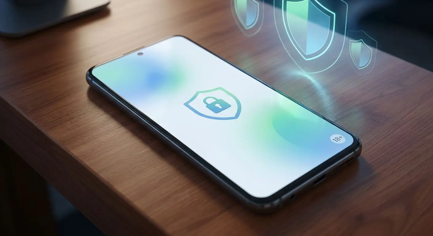 Säker och ansvarsfull mobilspelande med låsikon och 18+ symbol