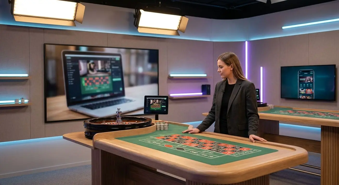 Livesänt bord med dealer och spel via dator och mobil