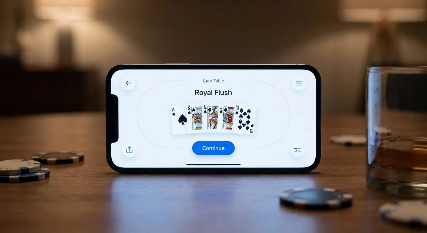 Närbild av stark pokerhand på digitalt bord
